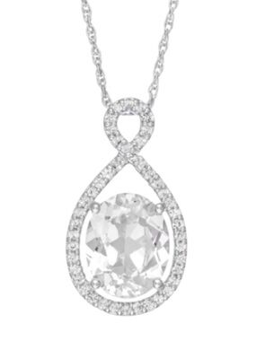 Zales Sterling Silver Lab Created Sapphire Asymmetric Infinity Necklace (NWT)